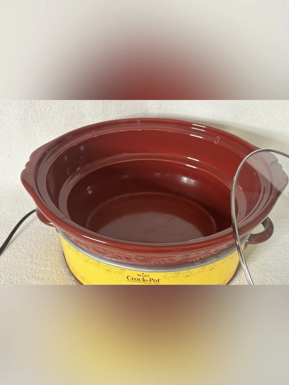 Vintage Rival Crock-Pot Yellow and Brown Ceramic Slow Cooker